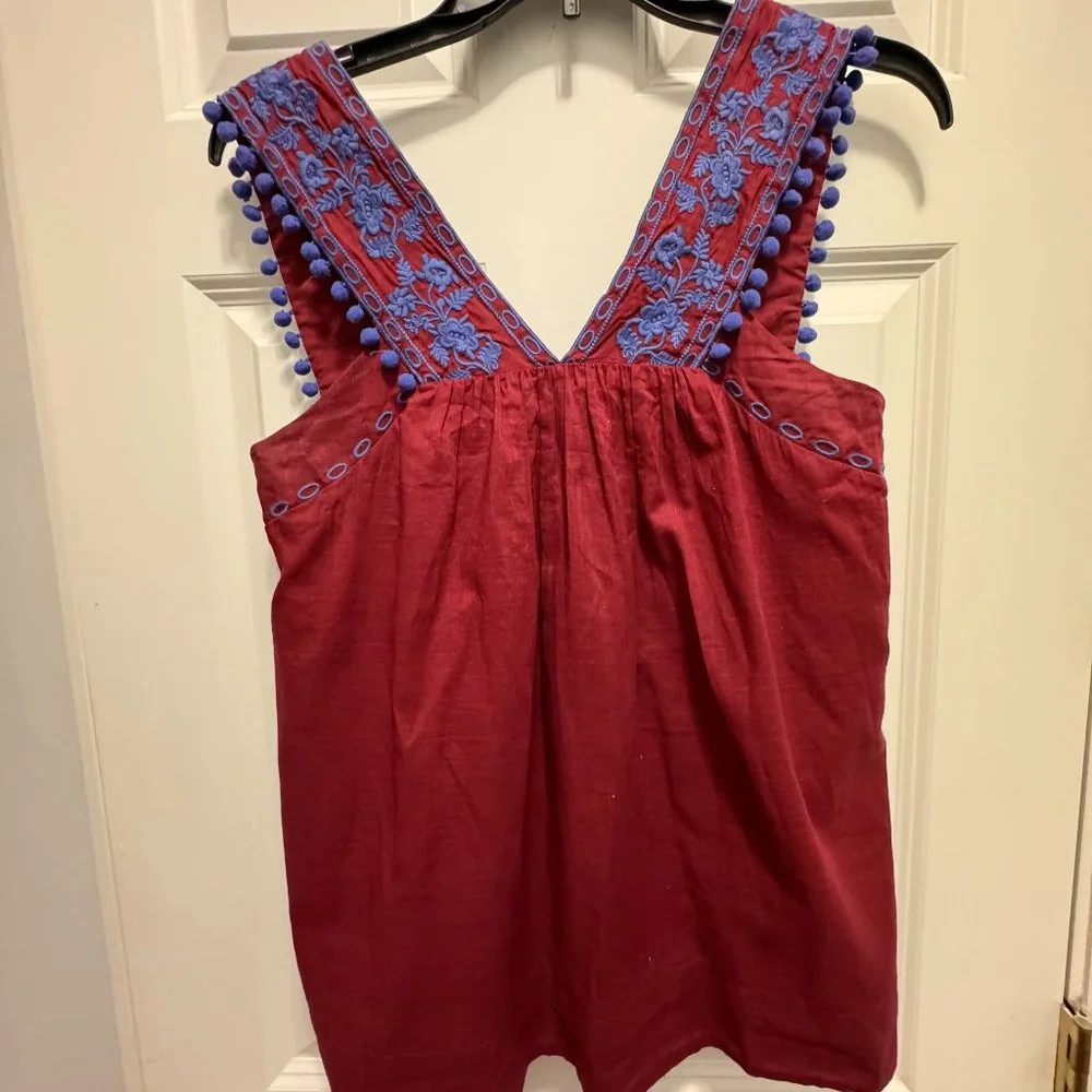 J.crew size 0  embroidered 100% cotton top